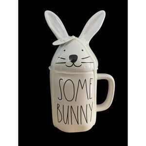 Rae Dunn Mug With Topper Lid "Some Bunny Loves You" Coffee Cocoa Easter